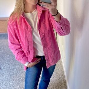 Vintage Barbie Pink Corduroy Button Up Shacket 100% Cotton